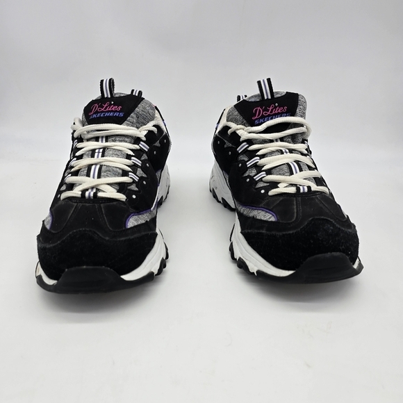 Skechers Shoes Womens 11 D Lites Gray Black Running Training Sneakers 149060 - Picture 2 of 8